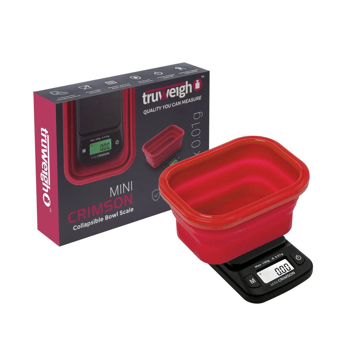 Truweigh - Mini Crimson Scale Collapsible Bowl - 100g x0.01g